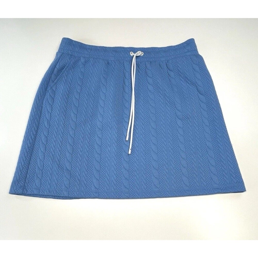 T by Talbots Women's L Cable Jacquard Skirt Drawstring Pockets